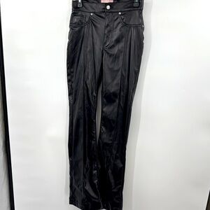REVICE Black Flare Pants Faux Black Leather Size 28 x 33 High Waist Super Nova